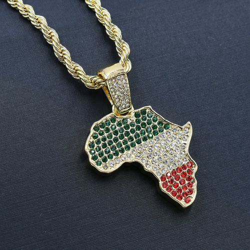 AFRICAN MAP CHAIN AND CHARM