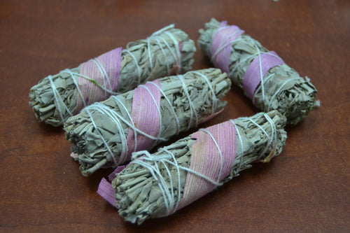 4 Pcs White Sage + Pink Corn Bundle Smudge