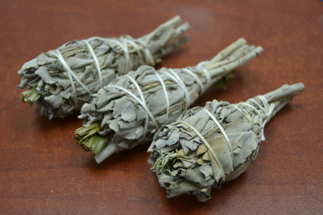 3 Pcs Mini White Sage + Sweetgrass Bundle Smudge