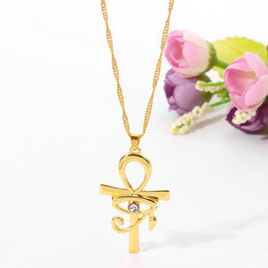 Ankh ,Eye of Horus Cross Pendant Necklace