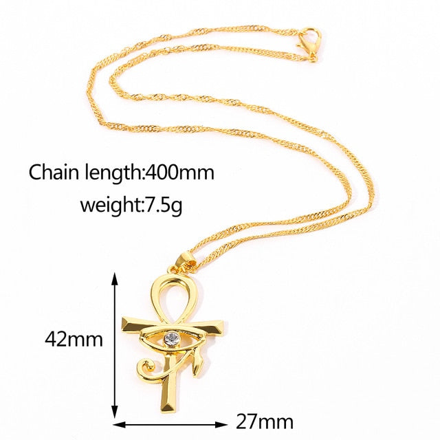 Ankh ,Eye of Horus Cross Pendant Necklace